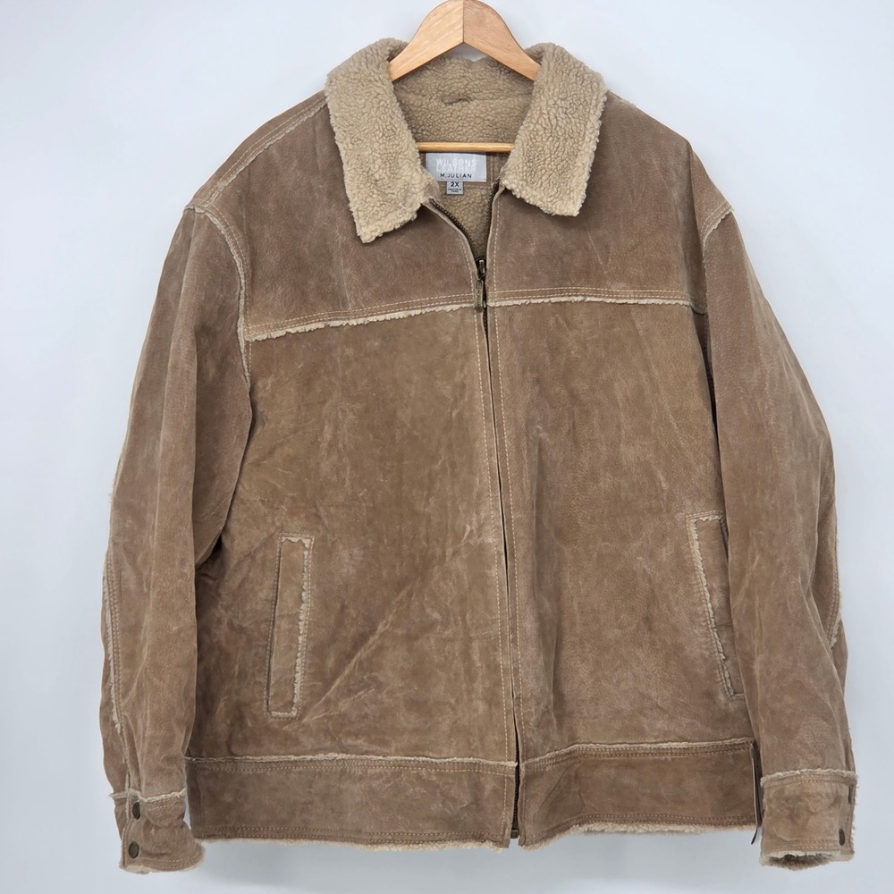 Wilsons Leather M Julian Mens 2X Vintage Y2K Suede Shearling Lined Jacket Tan